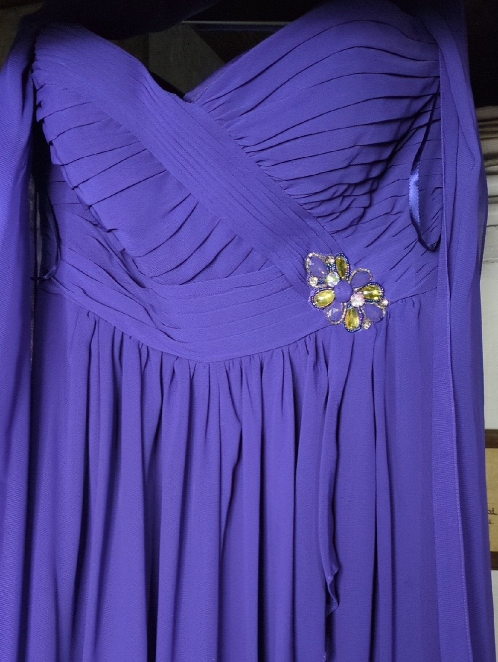Vintage May Queen Purple Prom Dress with Jeweled Floral Accent